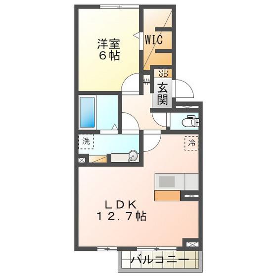 アミカブル(1LDK/2階)の間取り写真