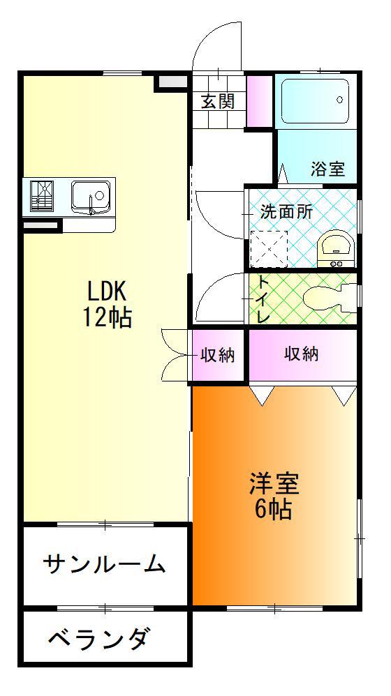 セレッソII(1LDK/2階)の間取り写真