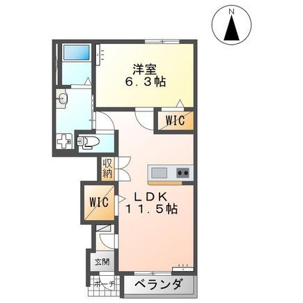 ラ・ソレイユA(1LDK/1階)の間取り写真