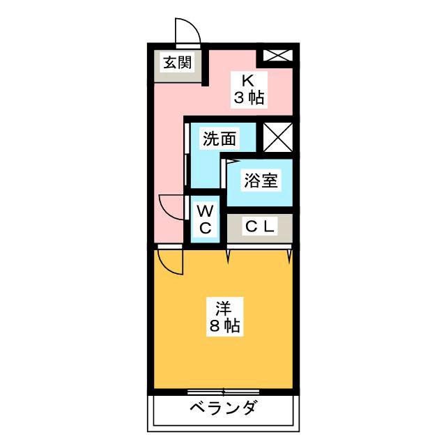 HALF SEVEN 吹上(1K/3階)の間取り写真