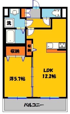 フィオーレ西川田(1LDK/3階)の間取り写真