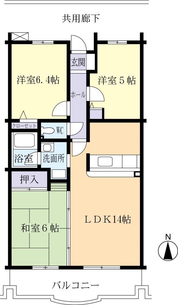 メルベーユ梅園(3LDK/4階)の間取り写真
