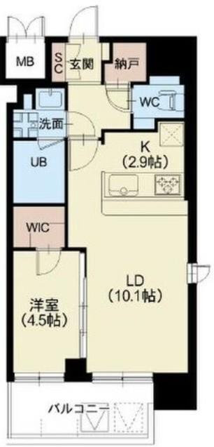 スプランディッド難波III(1LDK/11階)の間取り写真