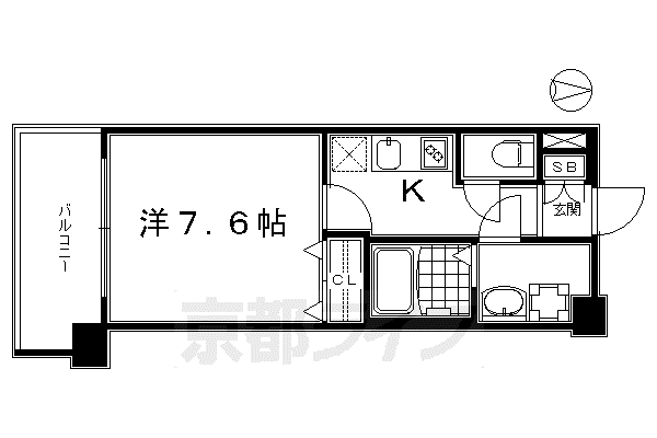 レジデンス京都ゲートシティ(1K/4階)の間取り写真