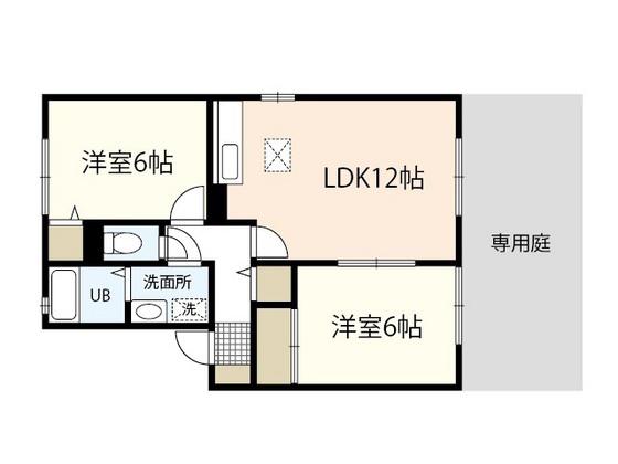 ハイタウン宮島口上一丁目(2LDK/1階)の間取り写真