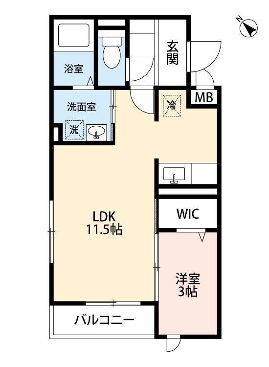アベニール千里(1LDK/2階)の間取り写真