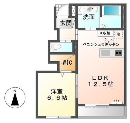 ブラウニー(1LDK/1階)の間取り写真