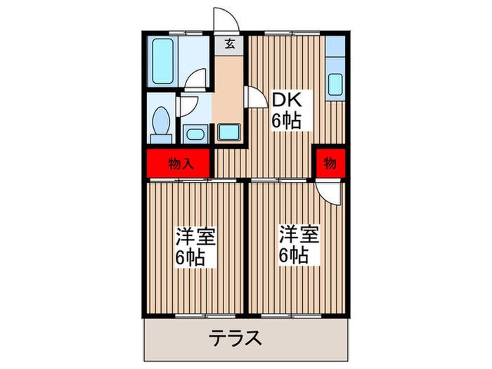 フジビューパレス(2DK/1階)の間取り写真