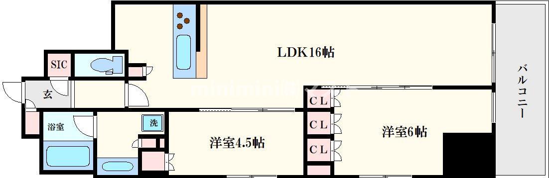 ブランズ大阪松屋町(2LDK/8階)の間取り写真
