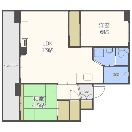 ビレッジハウス 札苗 2(2LDK/5階)の間取り写真