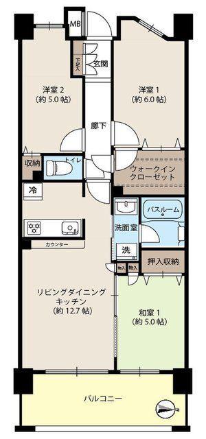 クレストシティアクアグランデ(3LDK/10階)の間取り写真