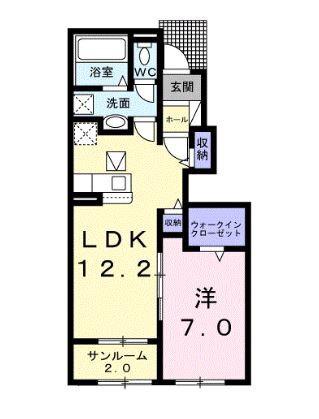 シンフォニーIV(1LDK/1階)の間取り写真