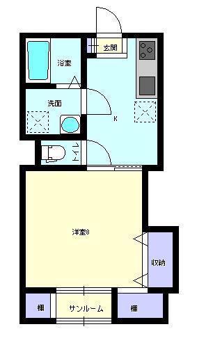 ロイヤルハイツ八王子B棟(1DK/1階)の間取り写真