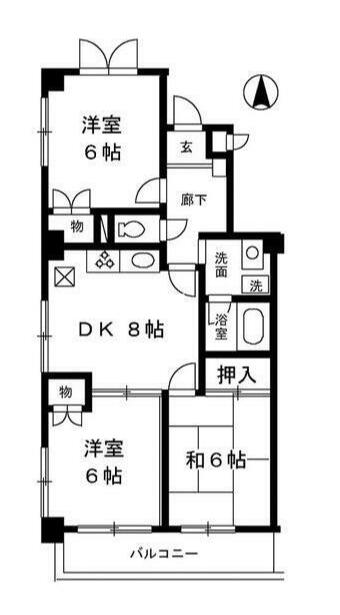 K-CUBE(3DK/2階)の間取り写真