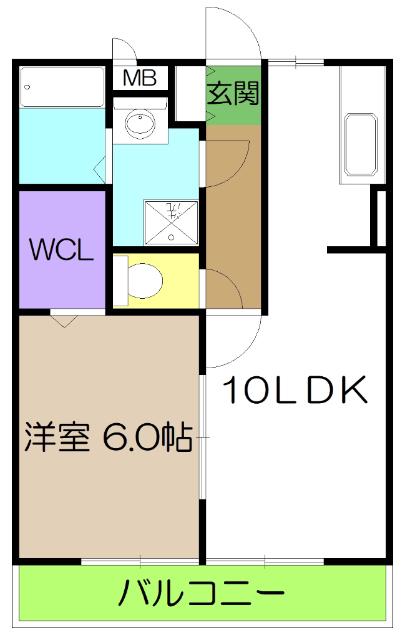 ビレッジ北久保 C棟(1LDK/1階)の間取り写真