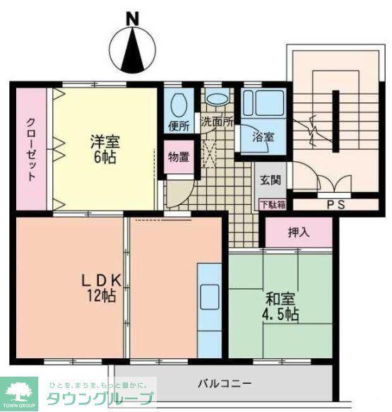 片倉台団地21(2LDK/5階)の間取り写真