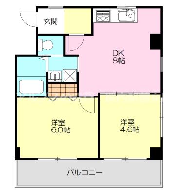 ラナ本牧(2DK/3階)の間取り写真