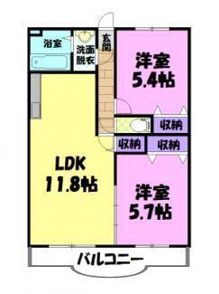ユーミーグレースII(2LDK/2階)の間取り写真