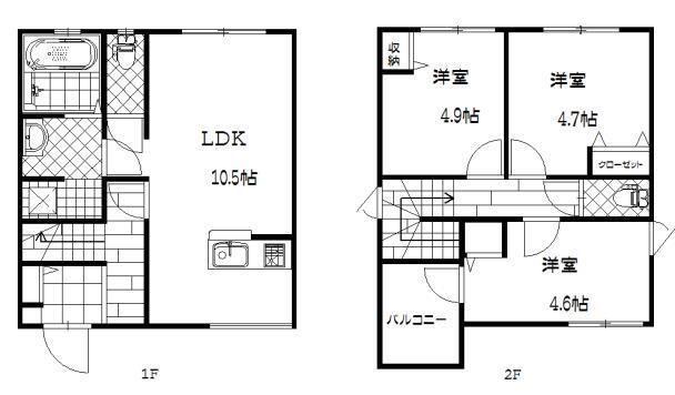 トレステーラ湯屋(3LDK/1階)の間取り写真