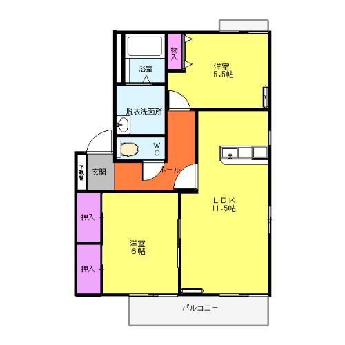 ハピネス21(2LDK/2階)の間取り写真