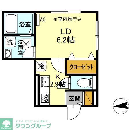 リヴェール天王町(1K/1階)の間取り写真