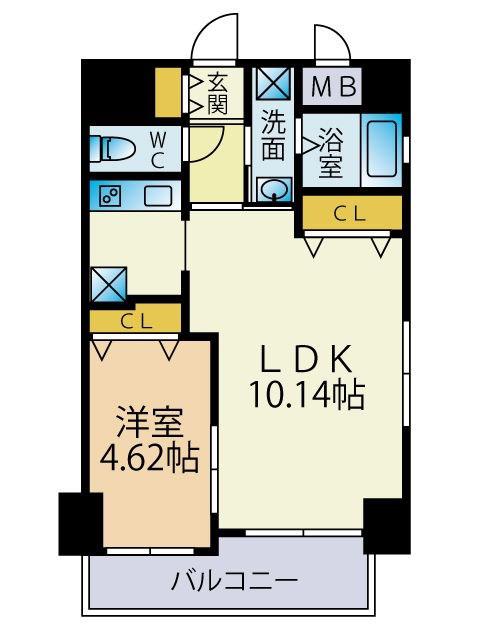 VOLARE大濠公園(1LDK/6階)の間取り写真