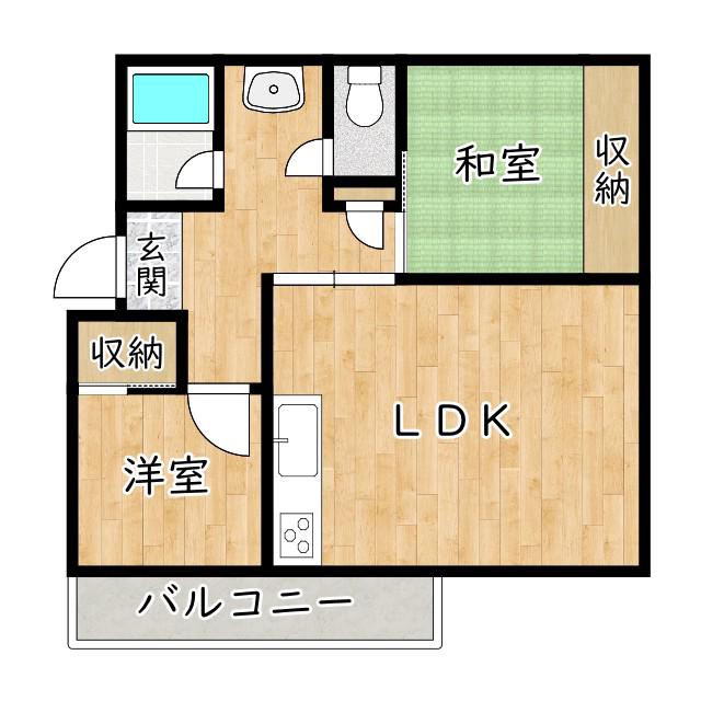 公団狭山1号棟(2LDK/3階)の間取り写真