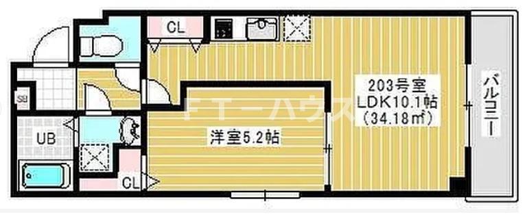 RIRIA幕張本郷参番館 203(1LDK/2階)の間取り写真