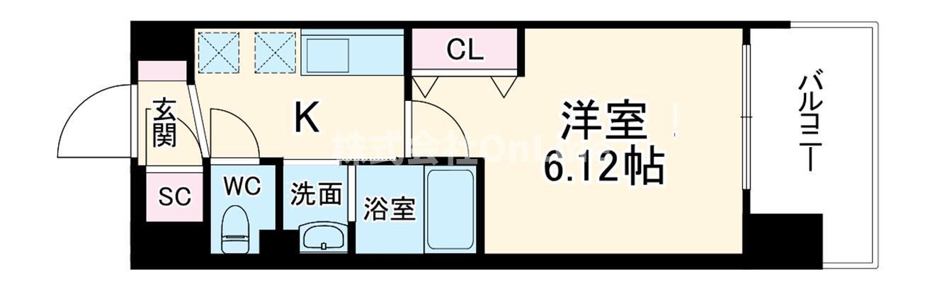 LUXE布施北III(1K/1階)の間取り写真