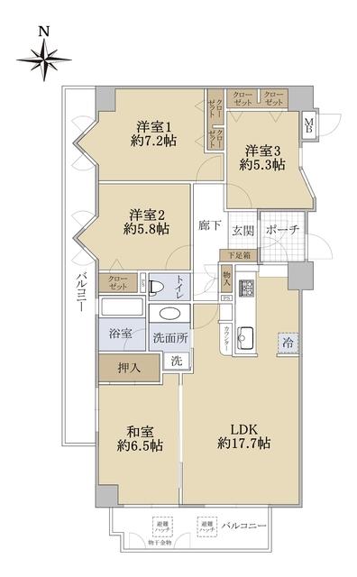 コアマンション春日大谷II(4LDK/3階)の間取り写真