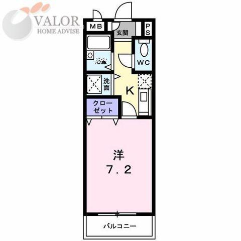コスモハイツ(1K/2階)の間取り写真