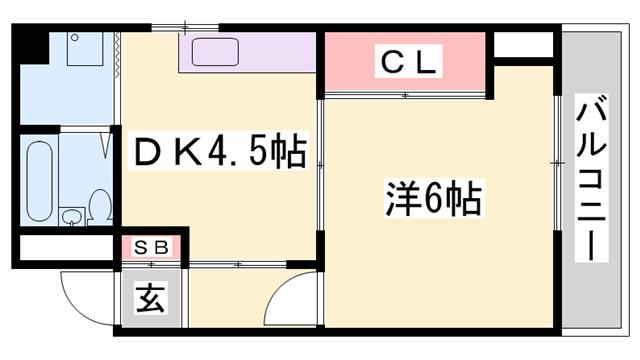 シャトー三和III号館(1DK/3階)の間取り写真