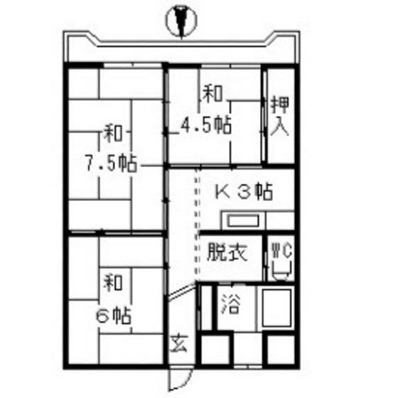マンション瑞凰(3K/1階)の間取り写真