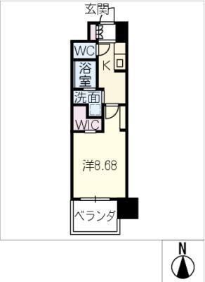 セレスト上社(1K/7階)の間取り写真