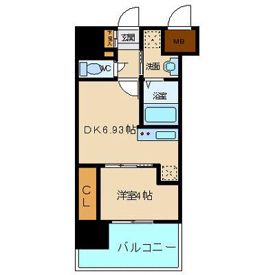 アルティザ仙台花京院(1DK/7階)の間取り写真