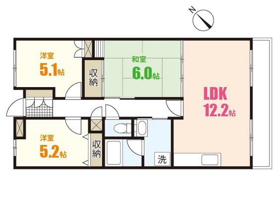 倉西ビル(3LDK/6階)の間取り写真
