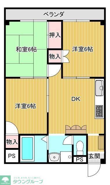 田園キャッスル(3DK/1階)の間取り写真