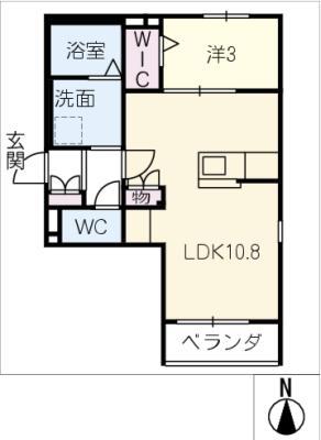 AJ.HIGASHIYAMA(1LDK/3階)の間取り写真