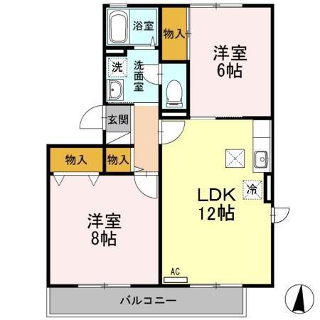 ガーデン岳樹(2LDK/1階)の間取り写真