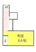 熊本市中央区白山2丁目(1K/3階)の間取り写真
