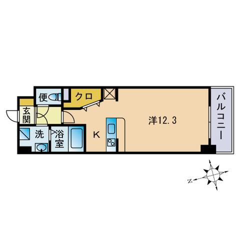 LUXCAS FUKUOKA イースト(ワンルーム/6階)の間取り写真