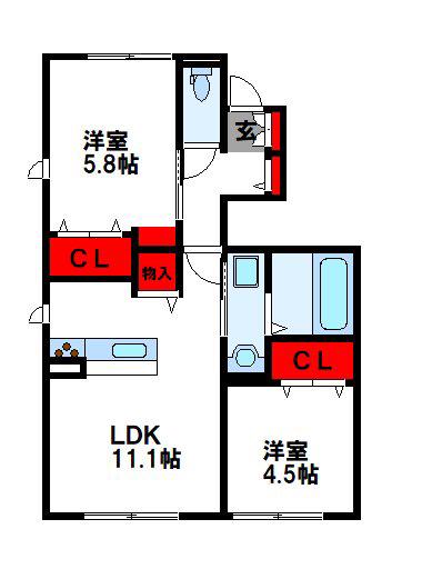 ナチュールルポ(2LDK/1階)の間取り写真