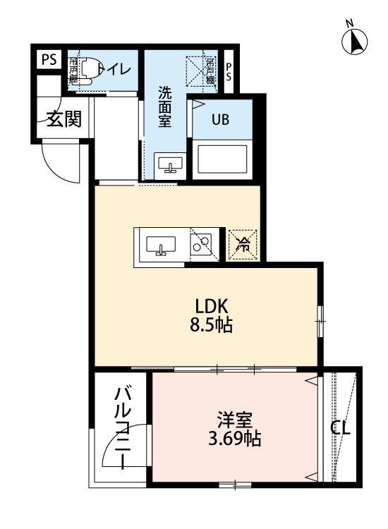 リュクスシティー黄金(1LDK/2階)の間取り写真