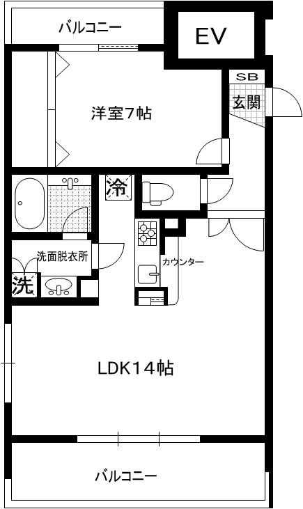 ラミューズプラチナ(1LDK/5階)の間取り写真