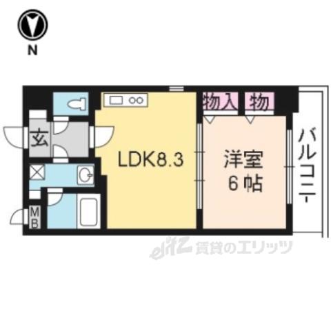 プラネシア星の子京都駅前西(1DK/2階)の間取り写真
