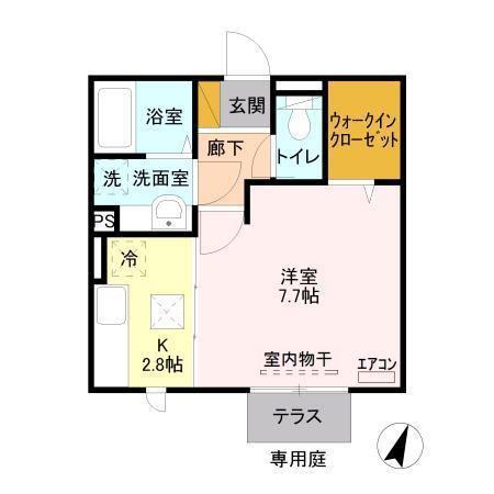 イルマーレ(1K/1階)の間取り写真