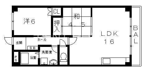 第3コーポ平野(2LDK/3階)の間取り写真