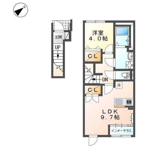 ベルウッド山脇(1LDK/2階)の間取り写真