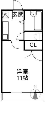 遠州鉄道 上島駅 徒歩5分 3階建 築31年(1K/3階)の間取り写真