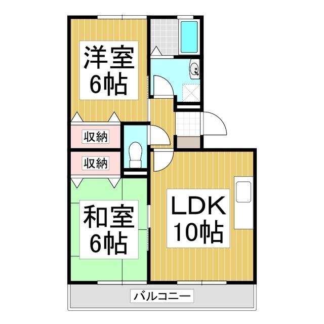 シャイニングビレッジ浜II(2LDK/2階)の間取り写真